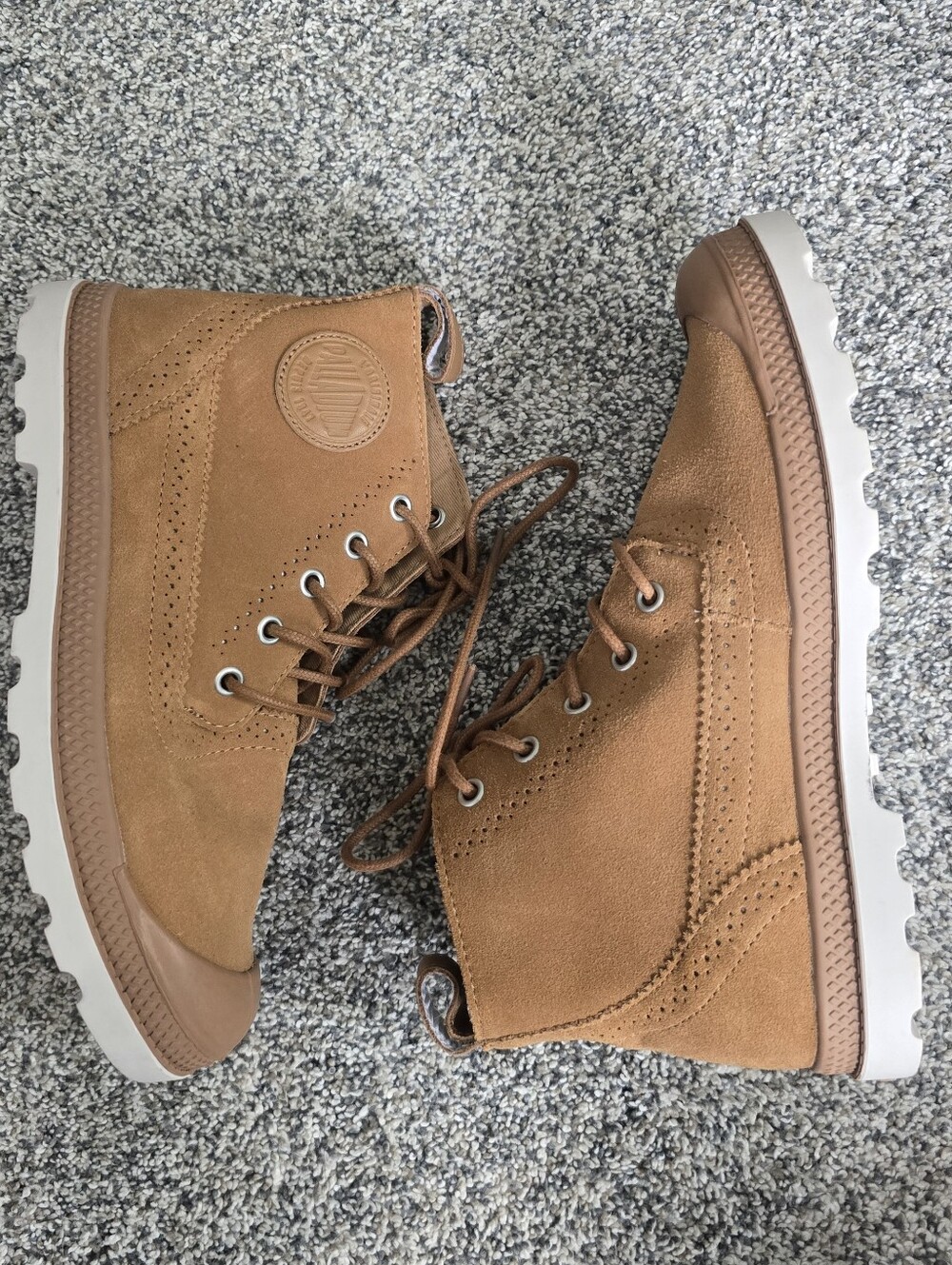 Palladium Pampa Ankle Mid Suede Lace Up Boots In Brown Sugar Women's 7.5